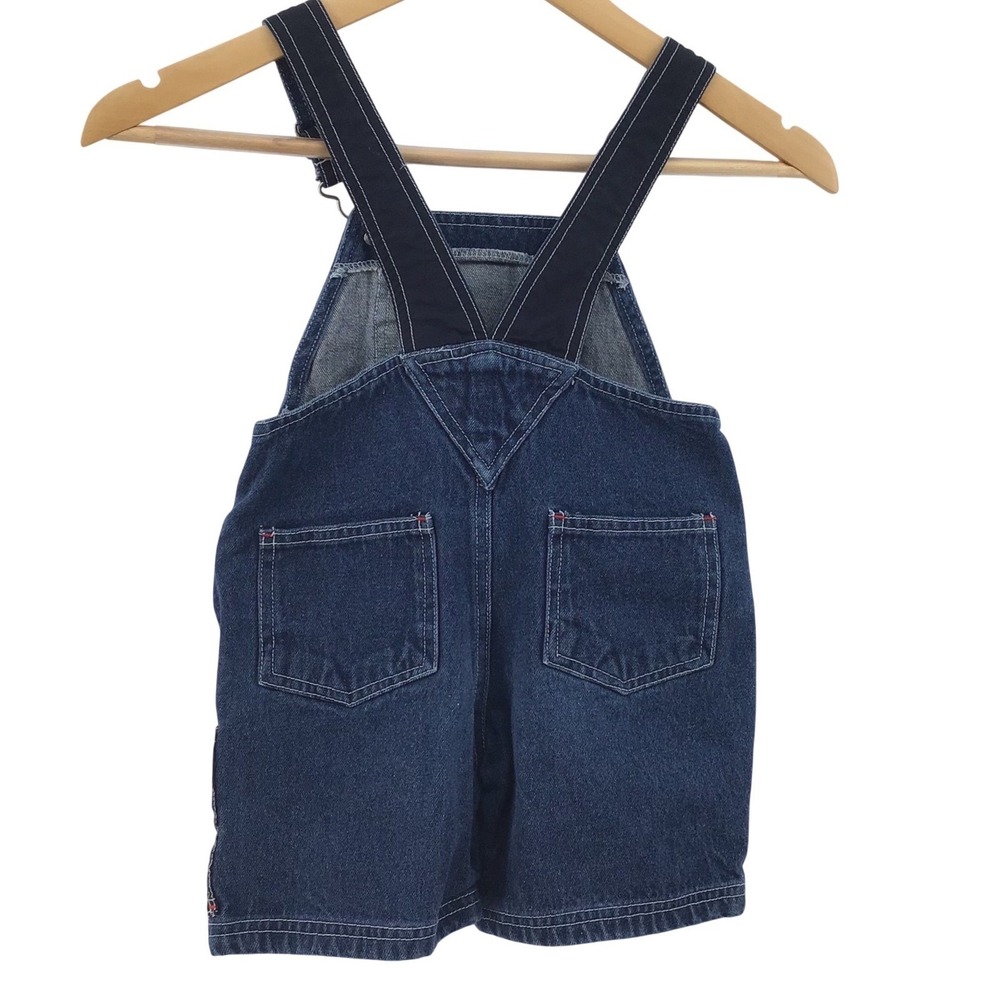 Vintage Kids Headquarters Tool Shop Builder Denim Overalls Shorts 3T Embroidered - Picture 6 of 9